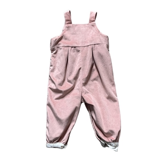 Girls 6-9M Pink Velvet Overalls Onesie - Picture 3 of 3